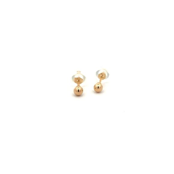 14K Gold Earrings Stud Ball Tiny 3mm Silicone Covered Backings - Picture 1 of 6